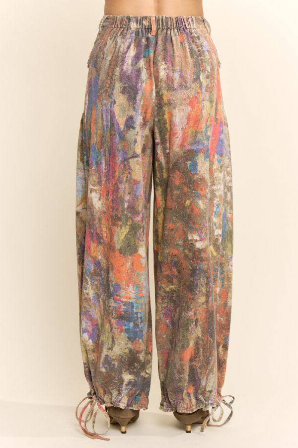 Davi & Dani Printed Denim Wide Leg Pants