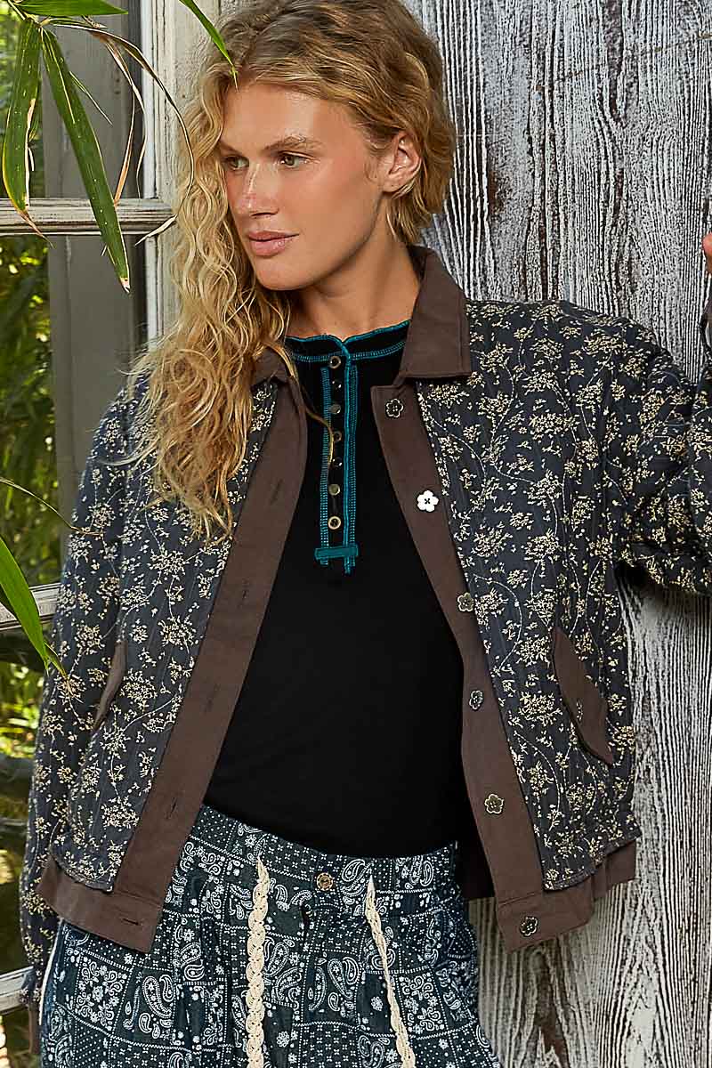 ジャケット・ブルゾン Soor ploom QuiltedJacket Floral Print 8y Pol Floral Quilted Jacket – The Clothing Loft Boutique