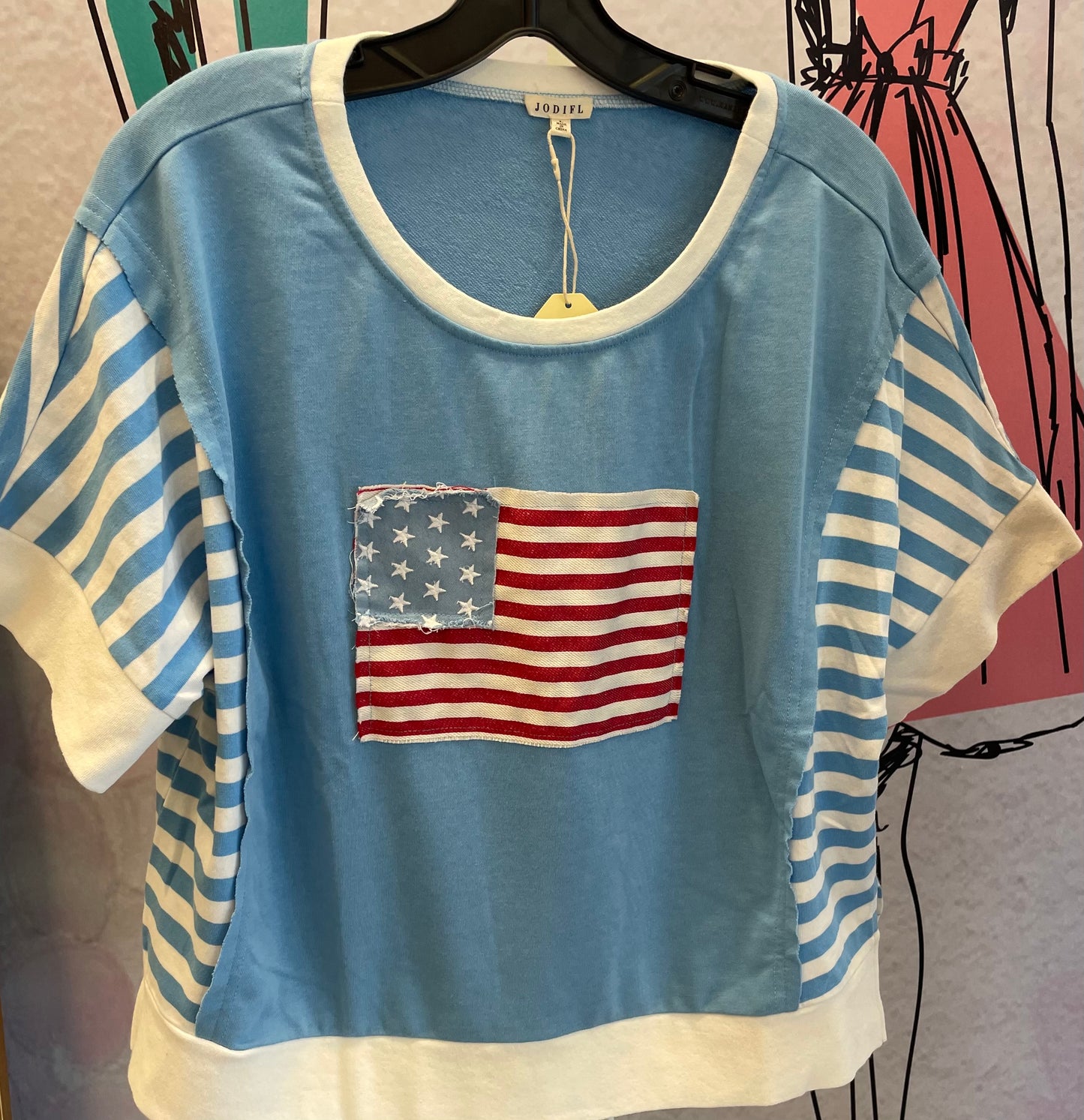 Jodifl Drop Shoulder Flag Top