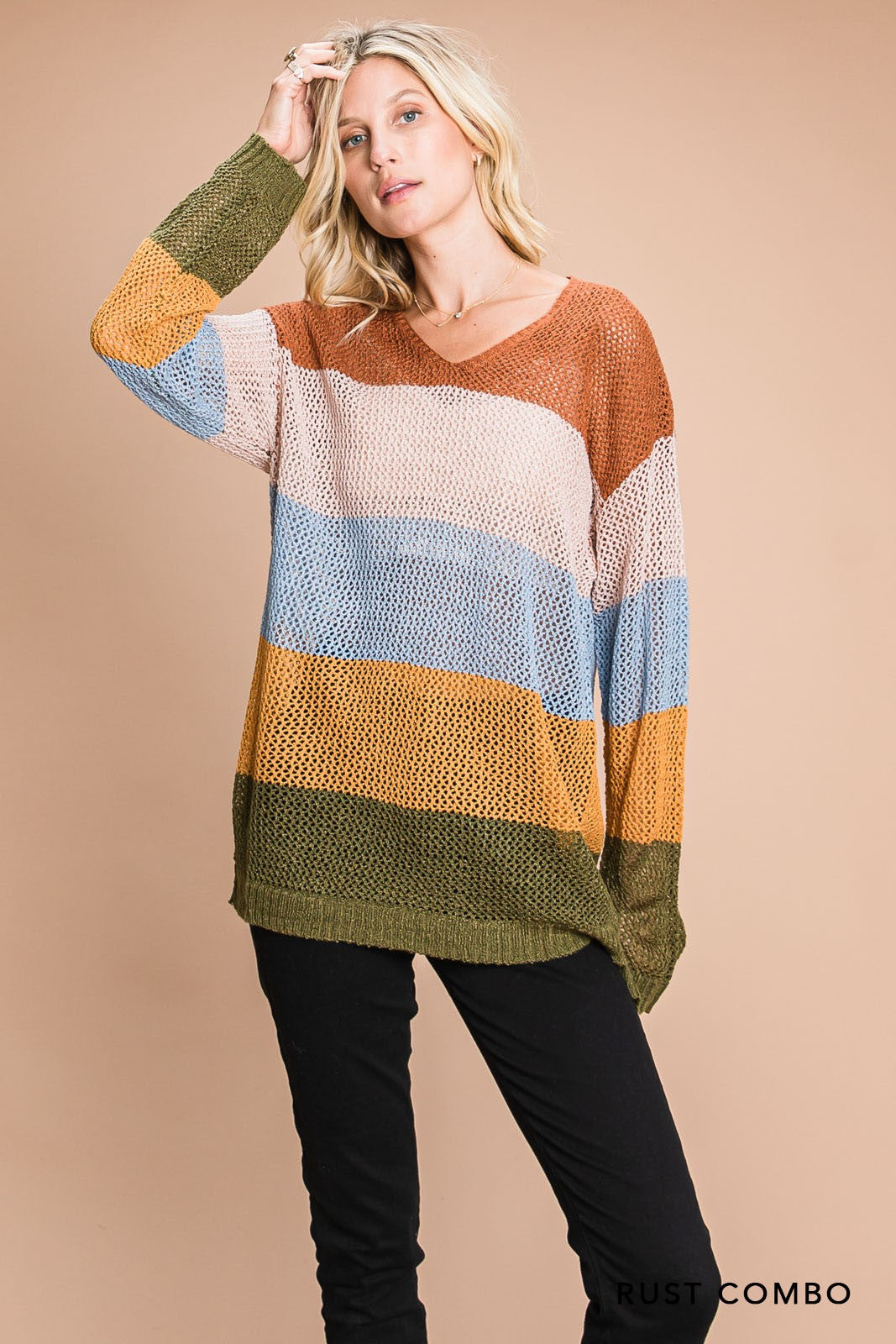 Cotton Bleu Color Block Sweater