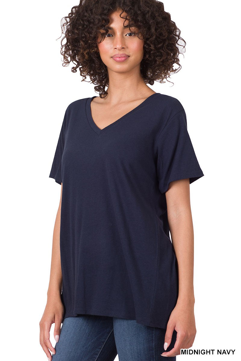 Zenana Short Sleeve Boyfriend V-Neck Tee