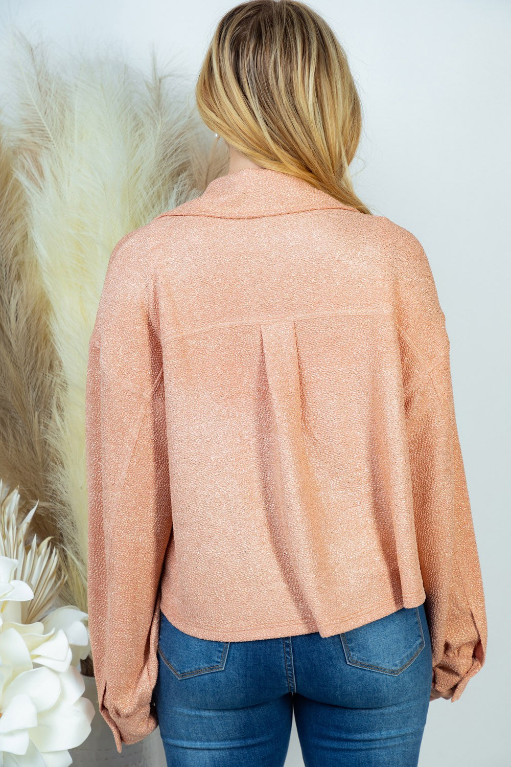 White Birch Long Sleeve Metallic Knit Top