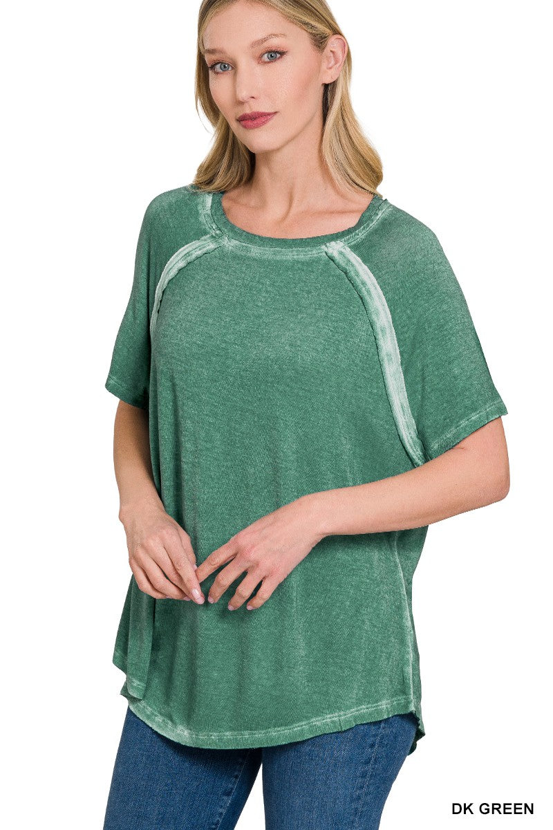 Zenana Boat Neck Raglan Short Sleeve