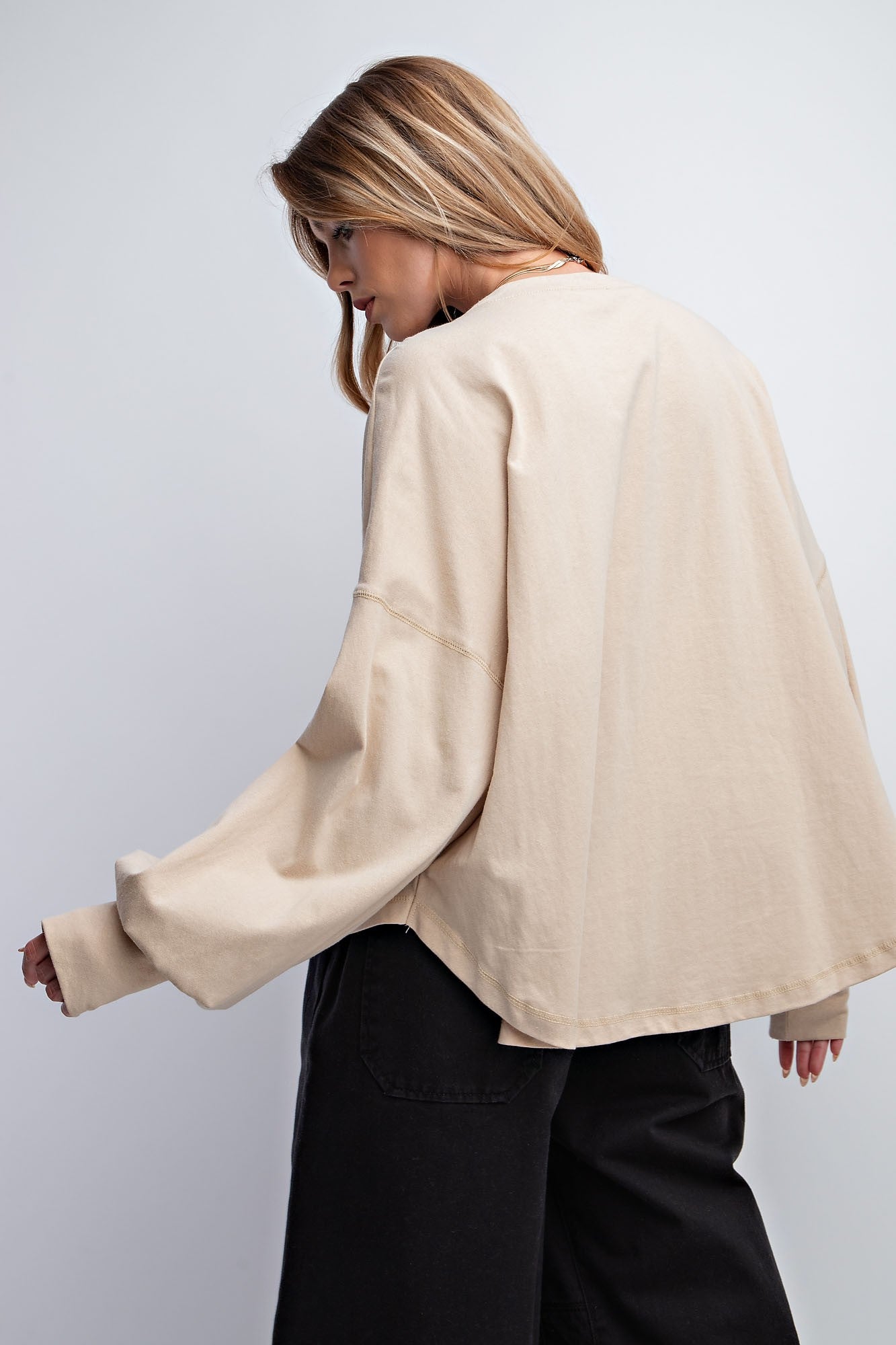 Easel Suede Star Patch Cotton Jersey Top