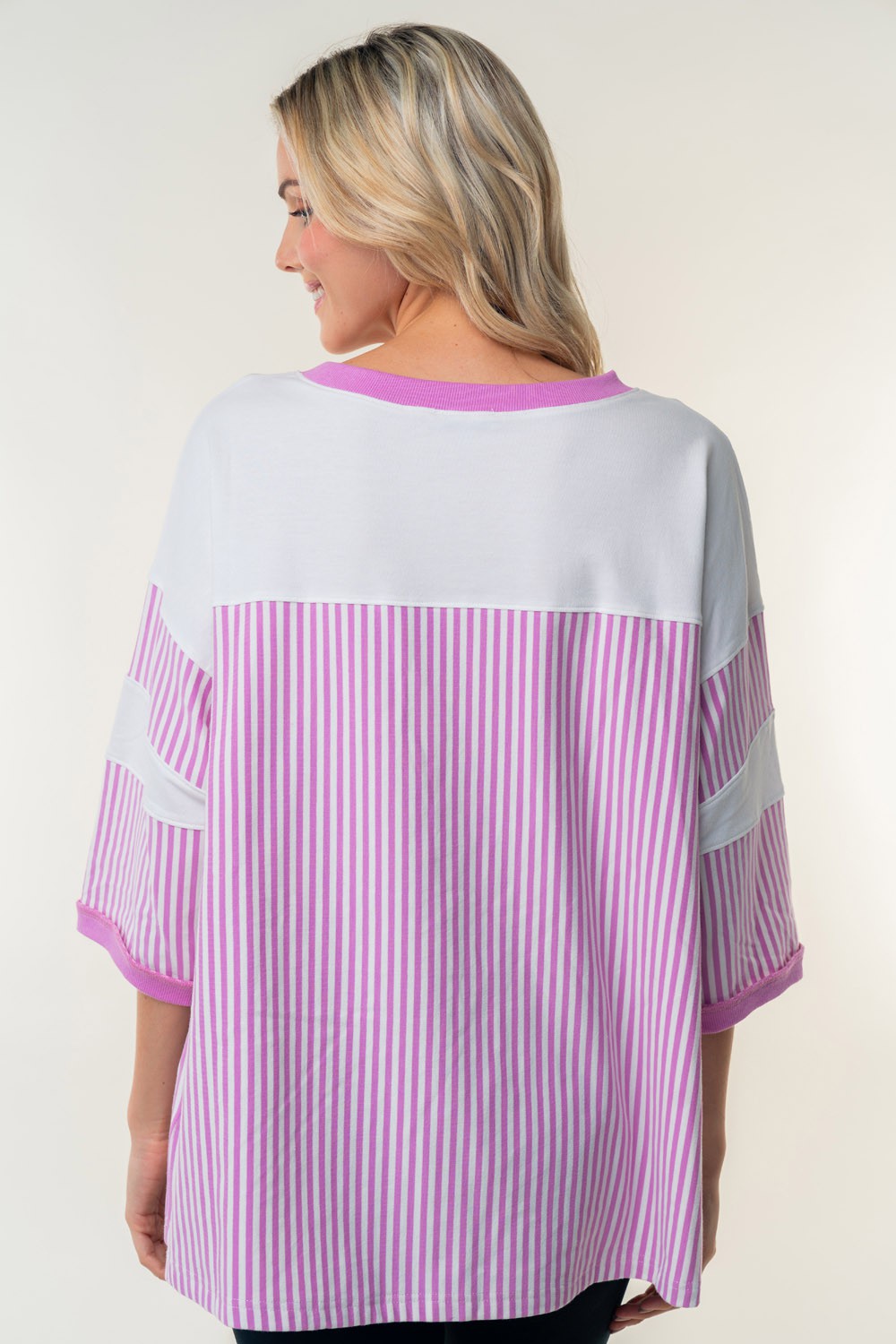 White Birch Crew Neck With Stripes Top