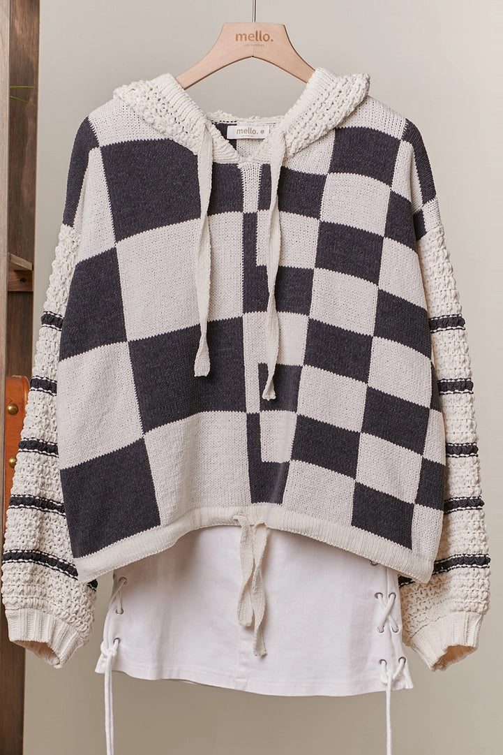 Mello Checkered Hooded Pullover