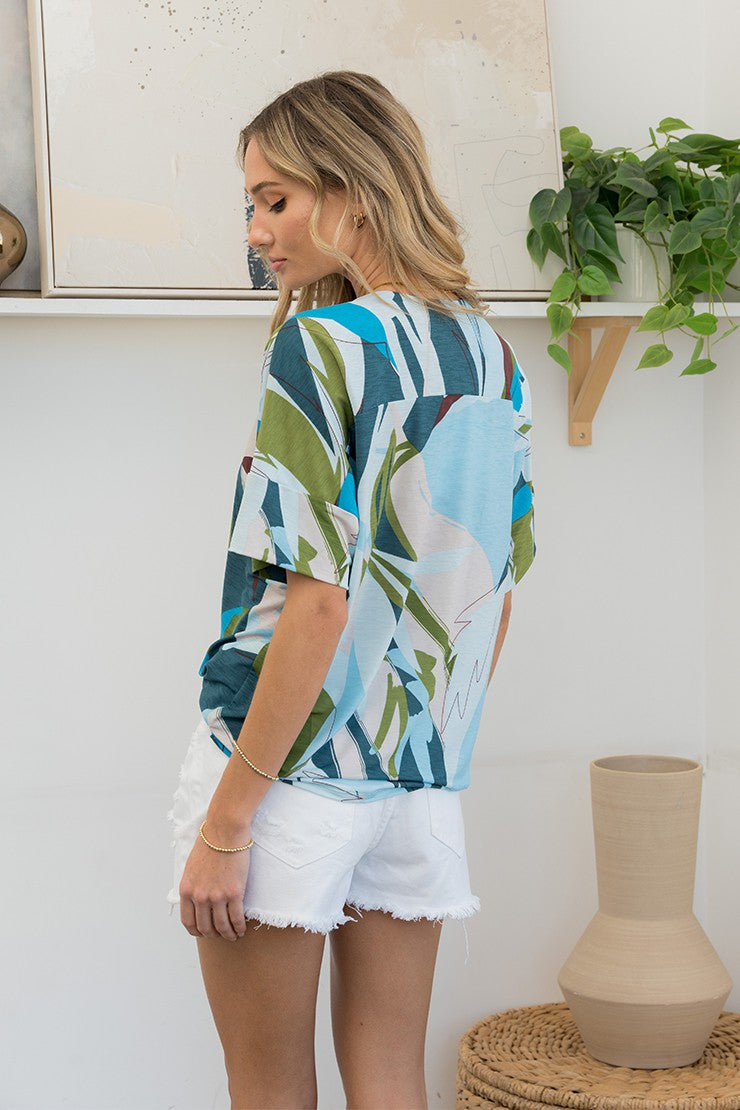 Sew In Love Front Pleat Short Sleeve Blouse