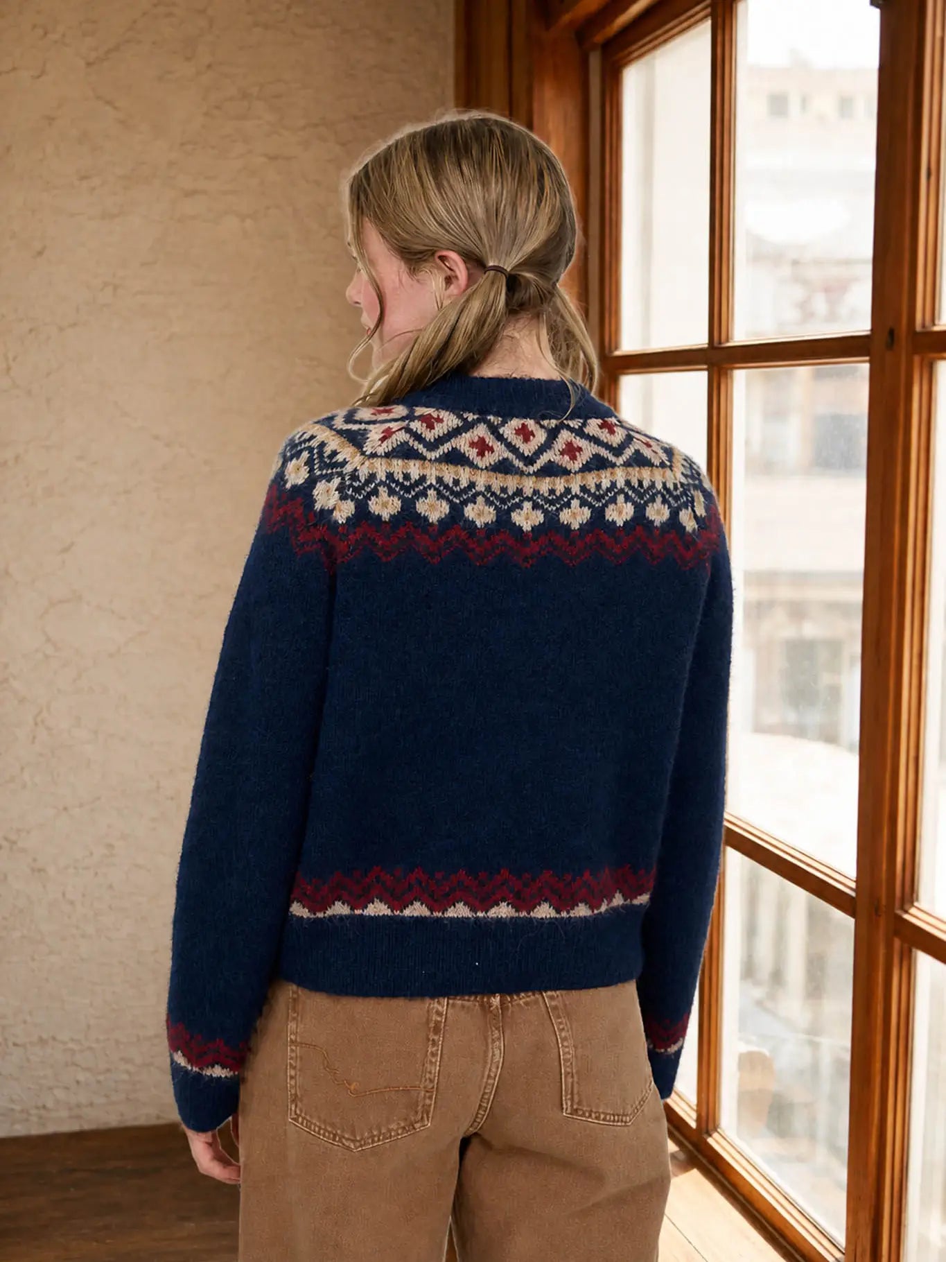 Blu Pepper Fair Isle Raglan Toggle Button Cardigan