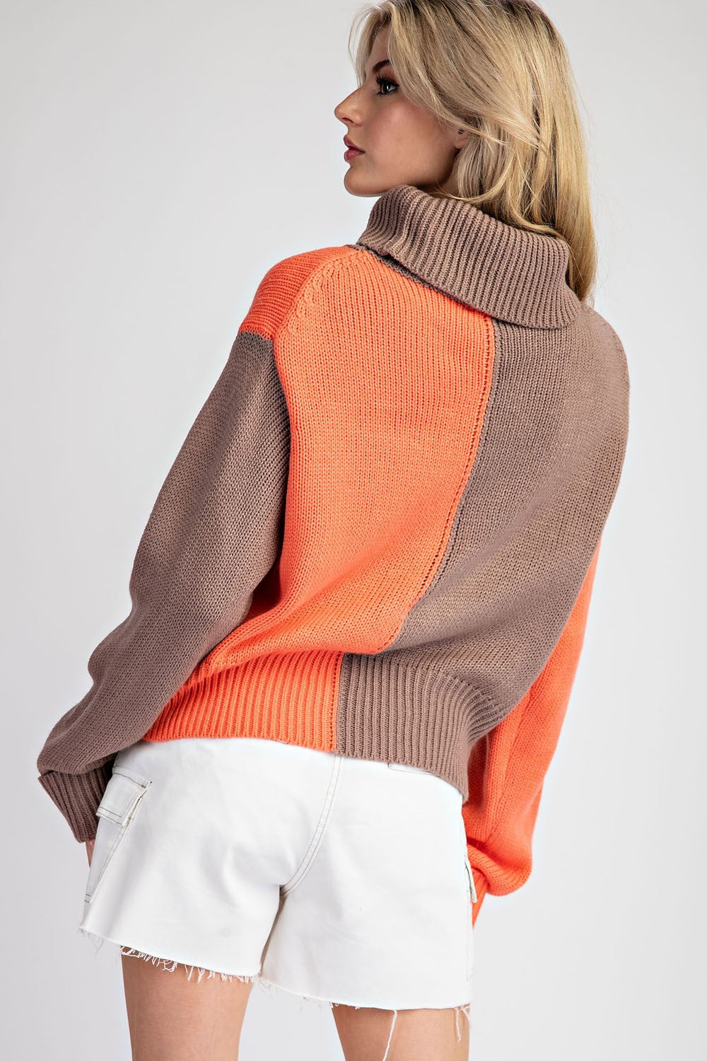 ee:some Color Block Turtleneck Sweater