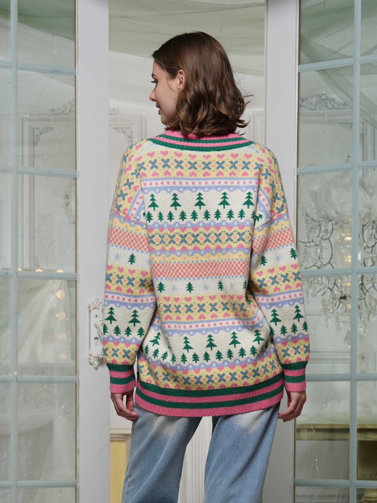 ATW Christmas Print Cardigan