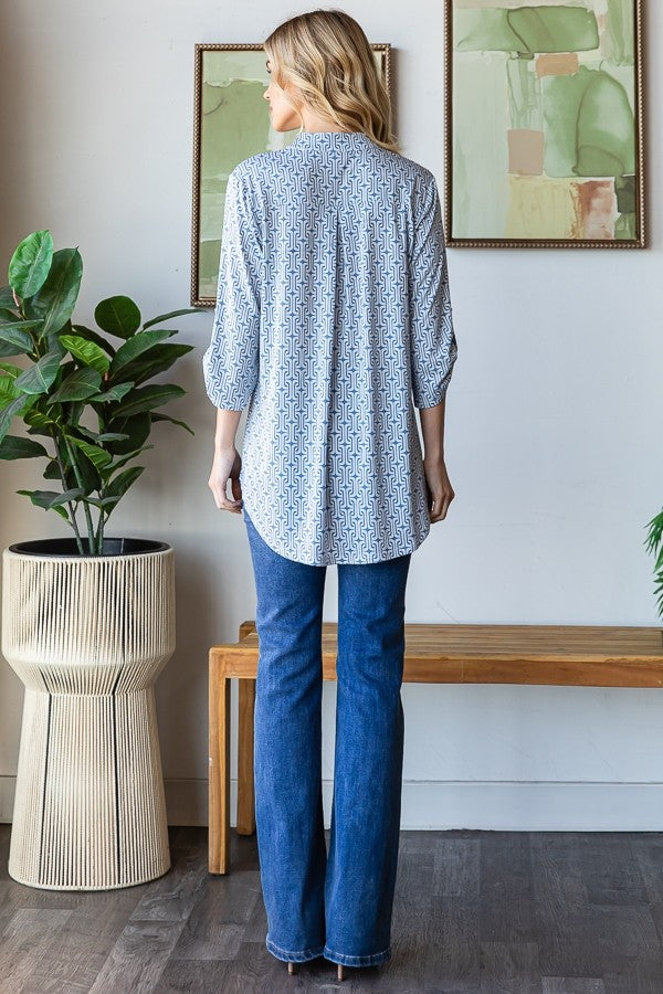 Heimish Roll Up Sleeve Mandarin Top