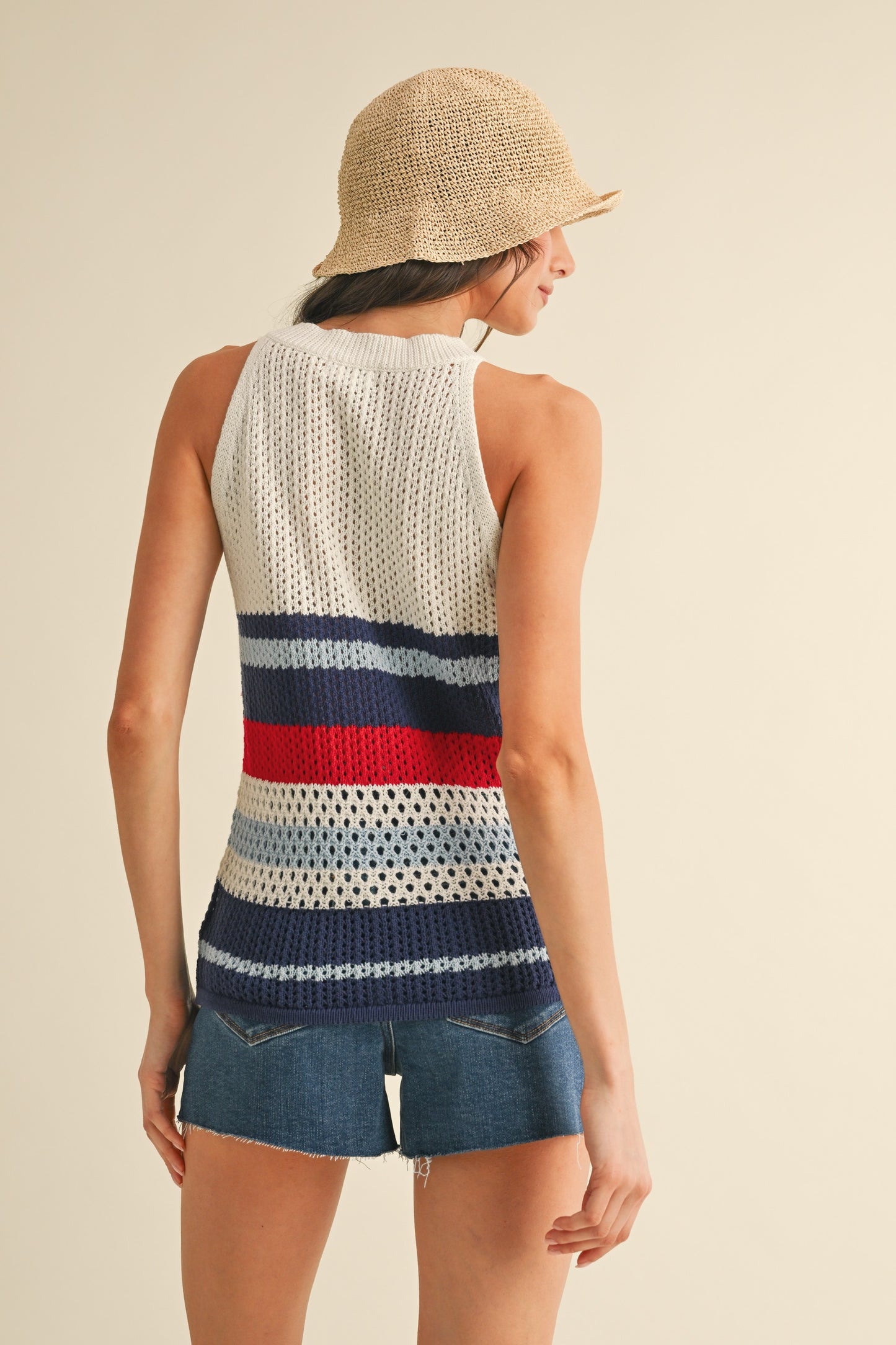 Annie Wear Multi Stripe Halter Sweater