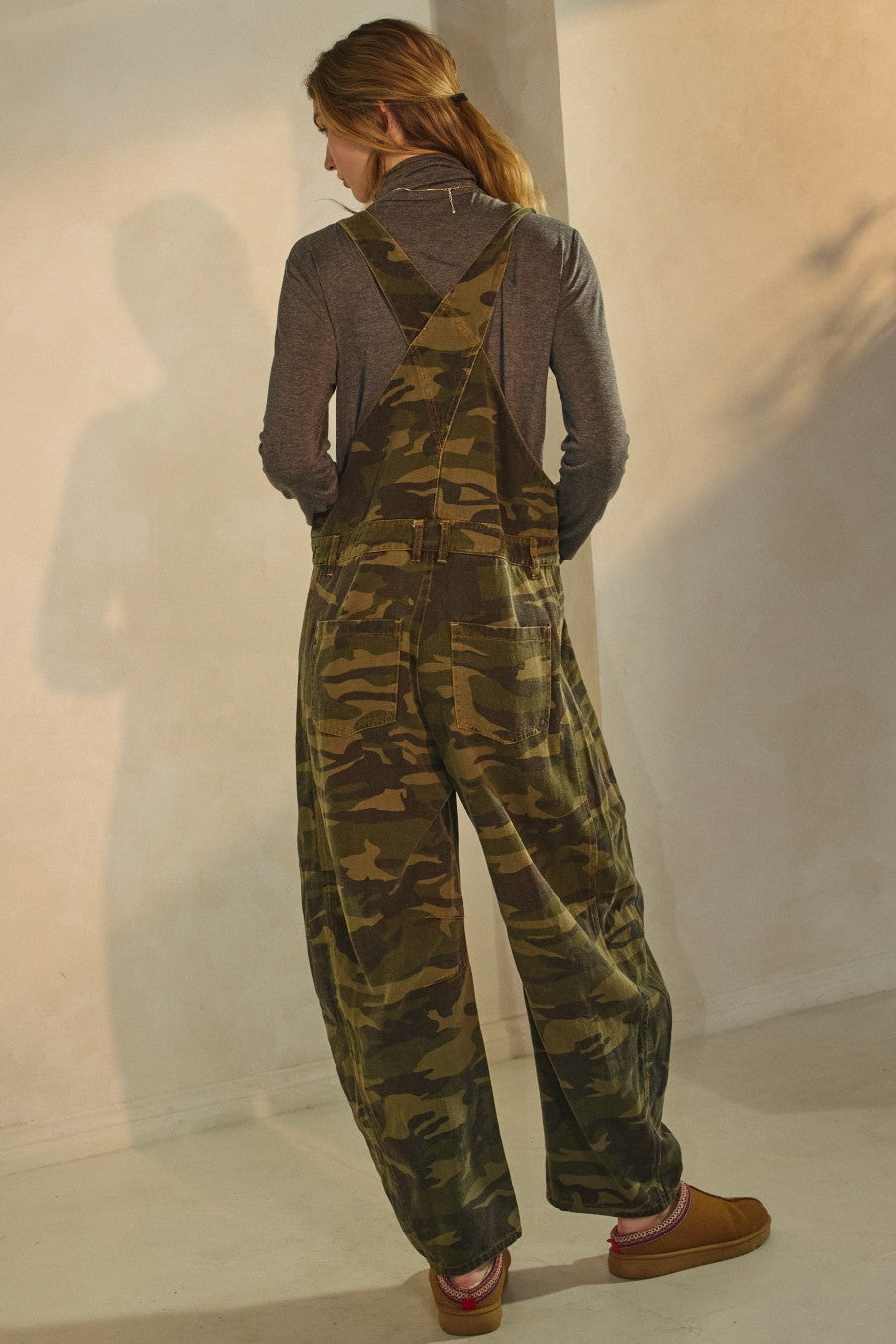 Oddi Camo Denim Barrel Overall Jumpsuit