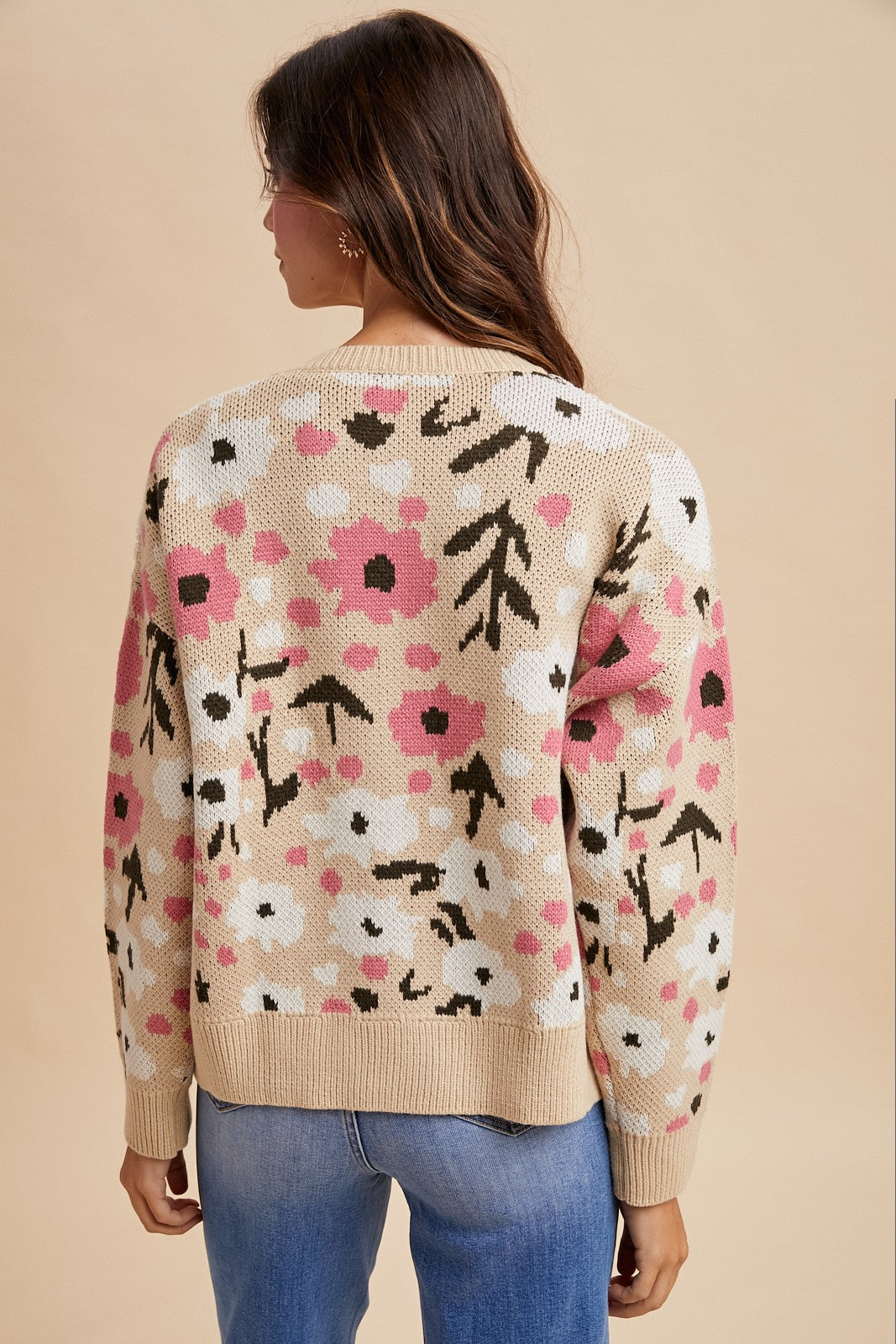 Vanilla Monkey Boucle Flower Pattern Cardigan