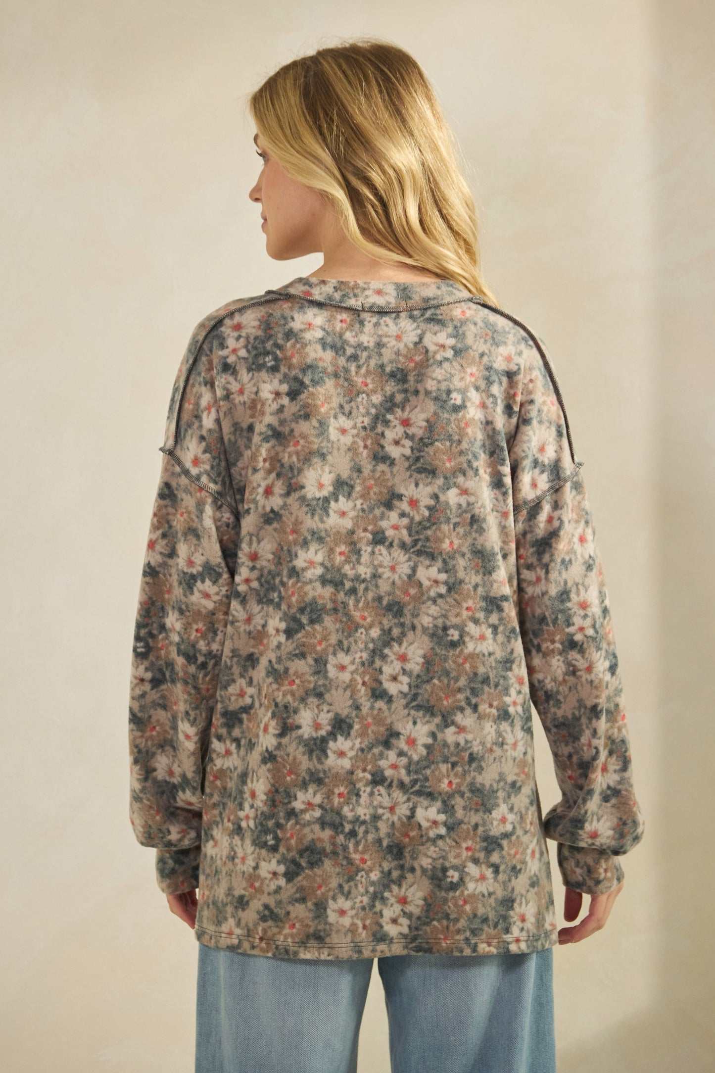 Heimish Long Puff Sleeve Multi Print Top