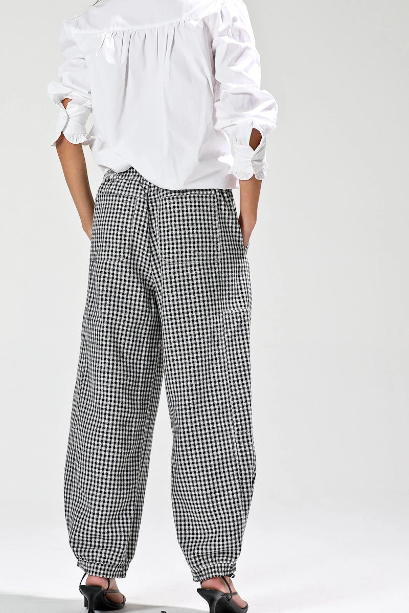 Noaboa Mini Plaid Barrel Shaped Pants