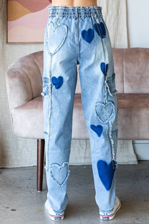Oli & Hali Washed Heart Stretch Denim