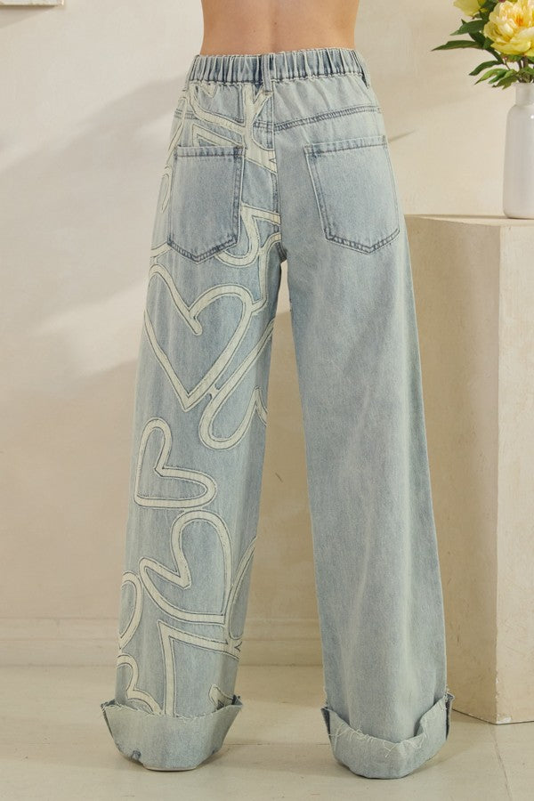 Oli & Hali Washed Heart Patch Denim