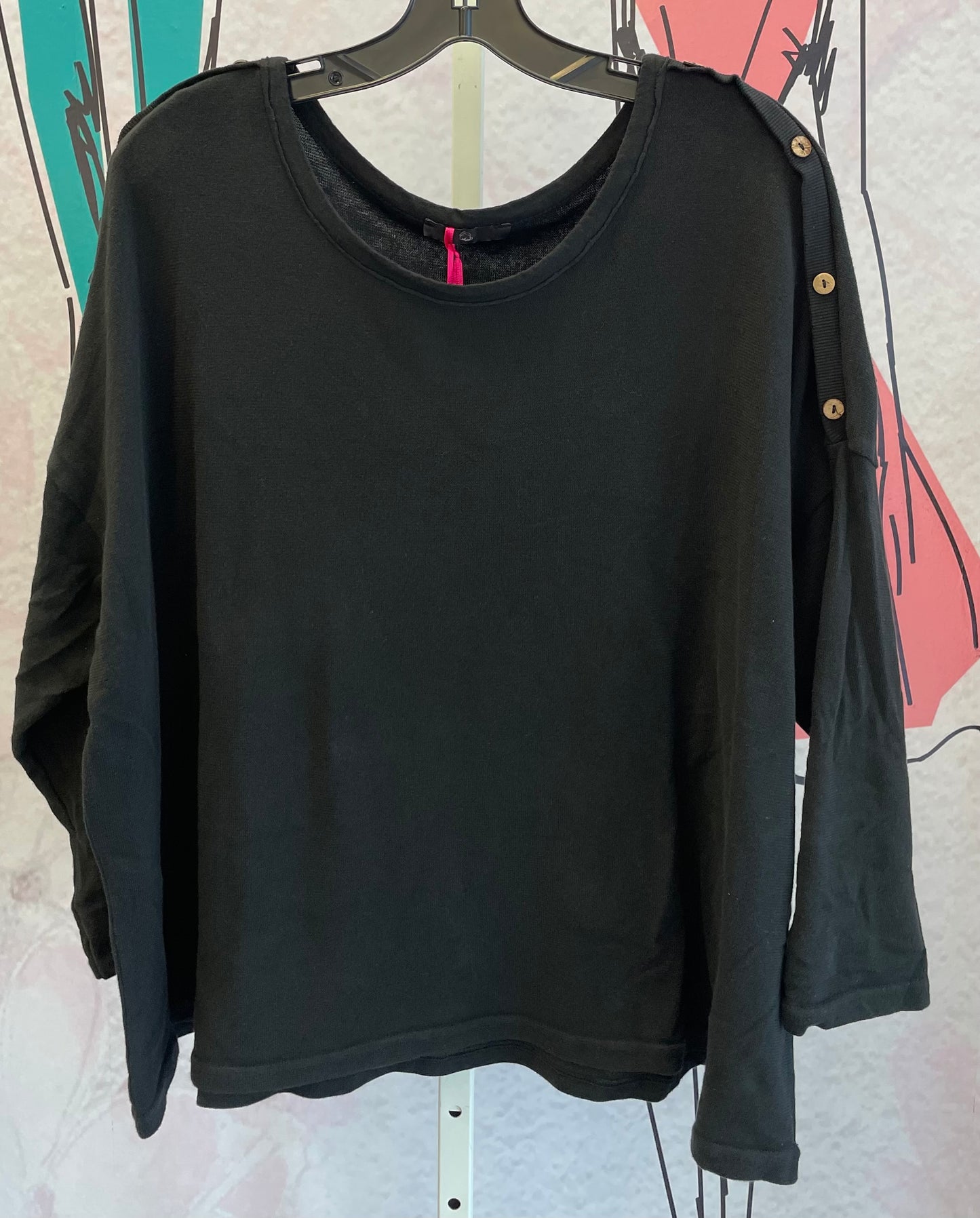 Yolly Long Sleeve Button Detail Shoulder Top