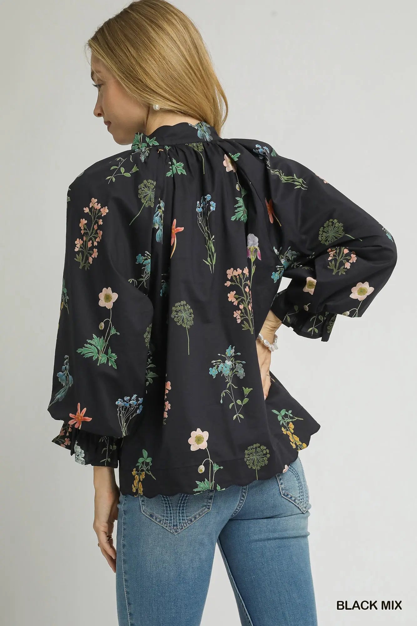 Umgee Ruffle Neck Blouse