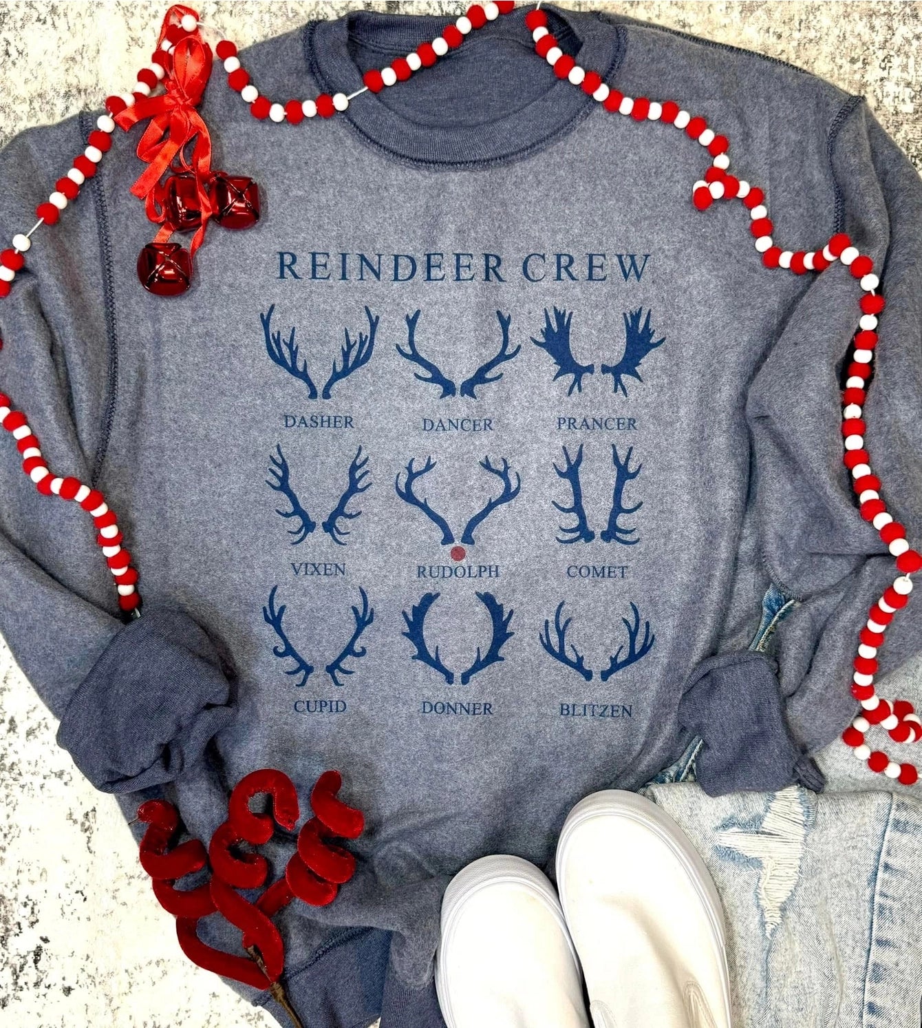 Knox & Nell Inside Out Reindeer Crew Sweatshirt