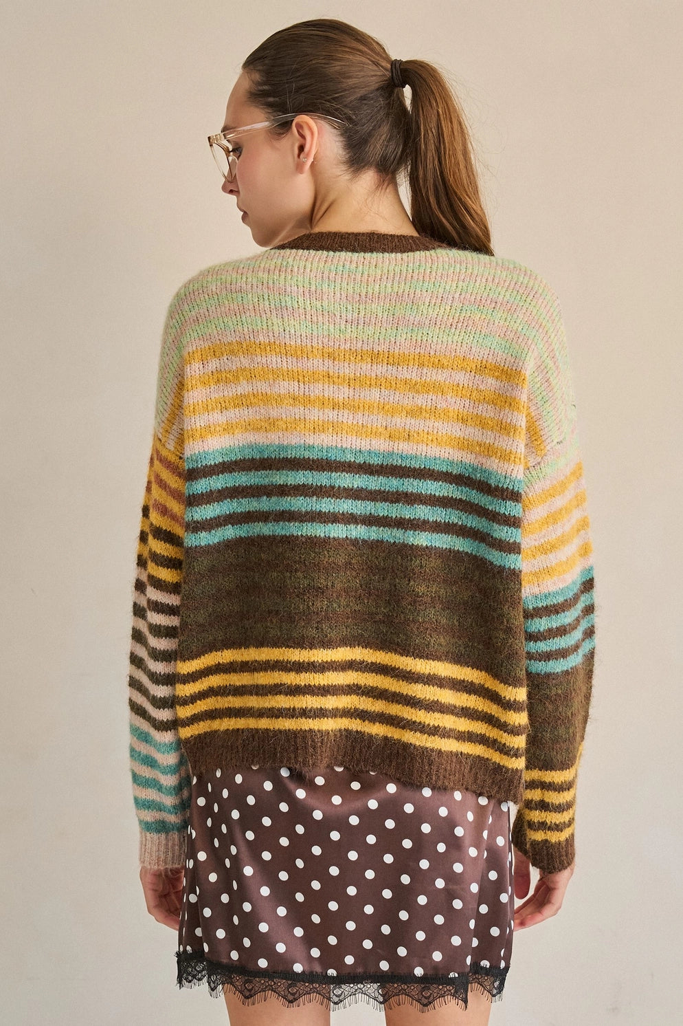 Jade By Jane Tone And Tone Mixed Stripe Cardigan