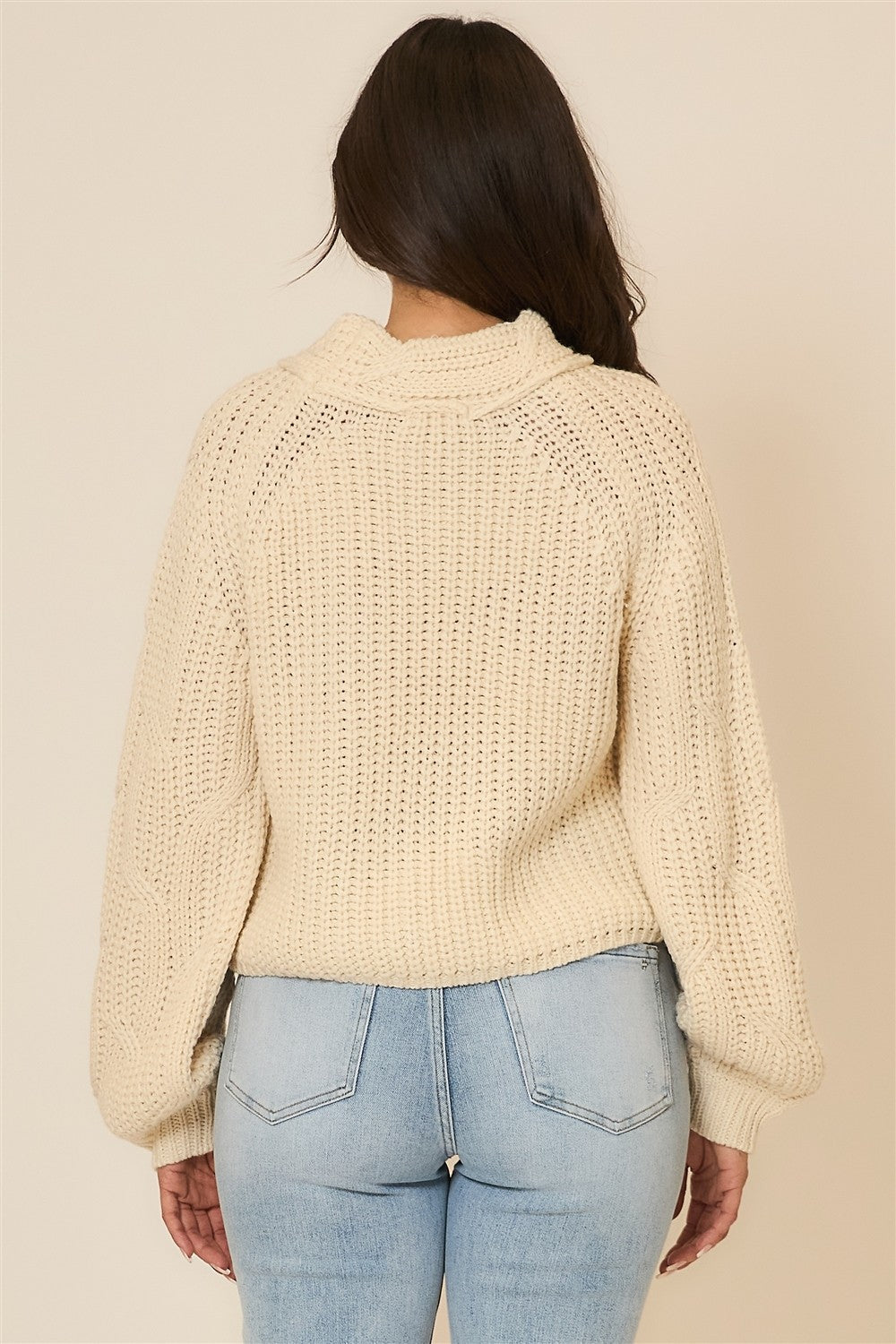 Cozy Co. Mock Neck Cable Knit Sweater