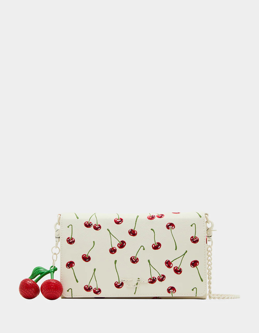 Betsey Johnson Portefeuille Iconique Sur Chaîne - Sac 3-en-1 Avec Miroir Coeur