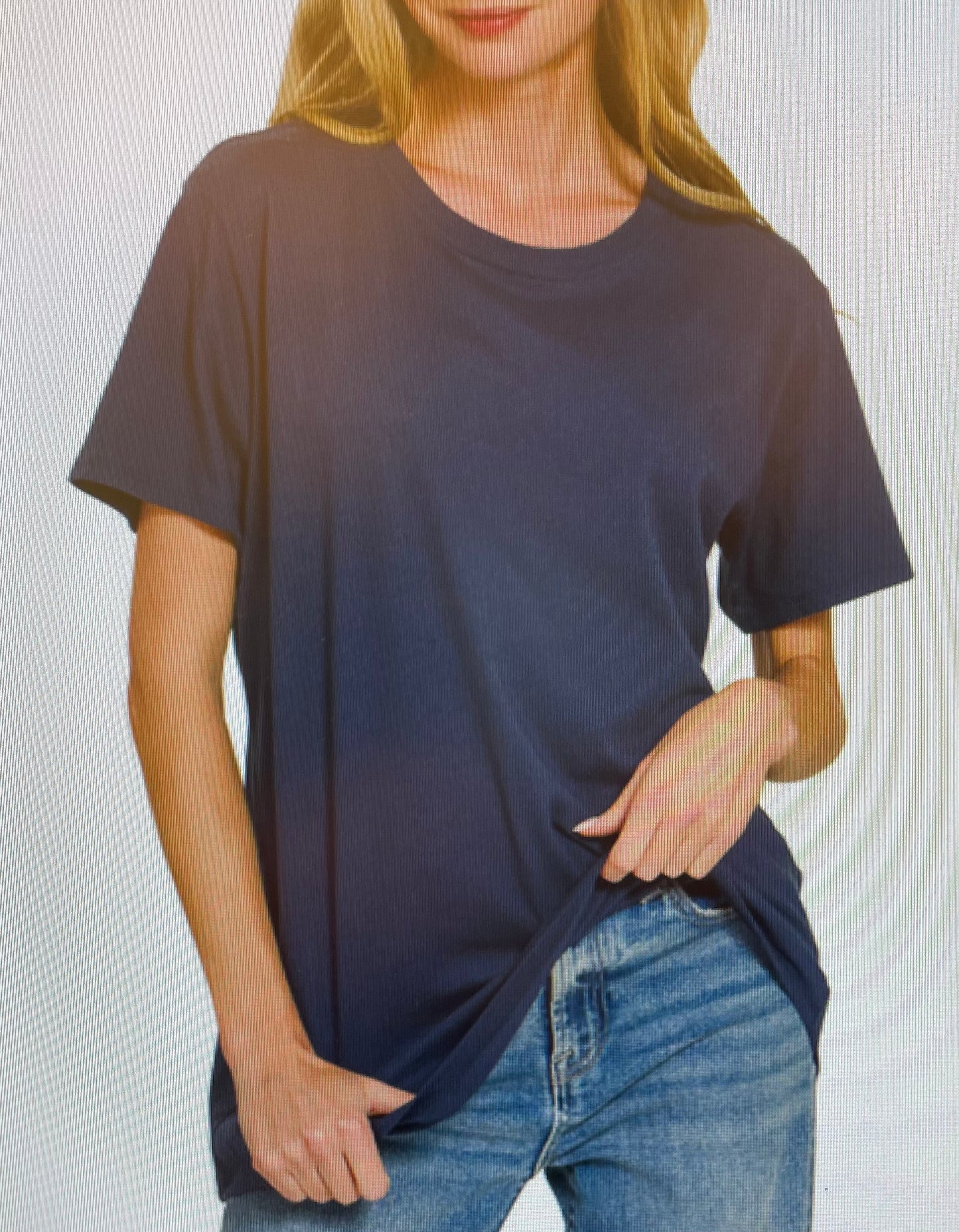 Zenana Cotton Boyfriend Round Neck