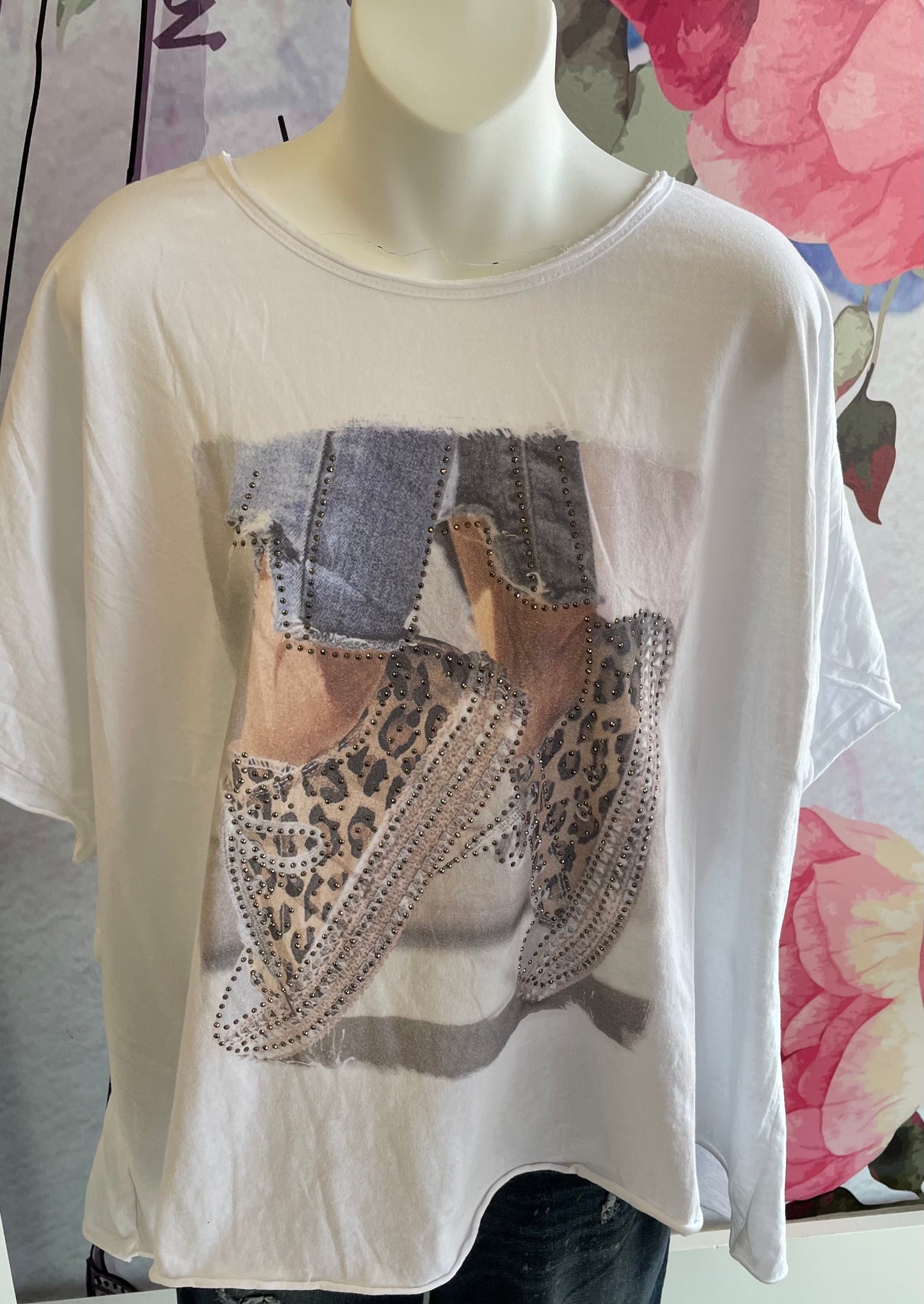 Yolly Leopard Sneakers W/Rhinestones Tee