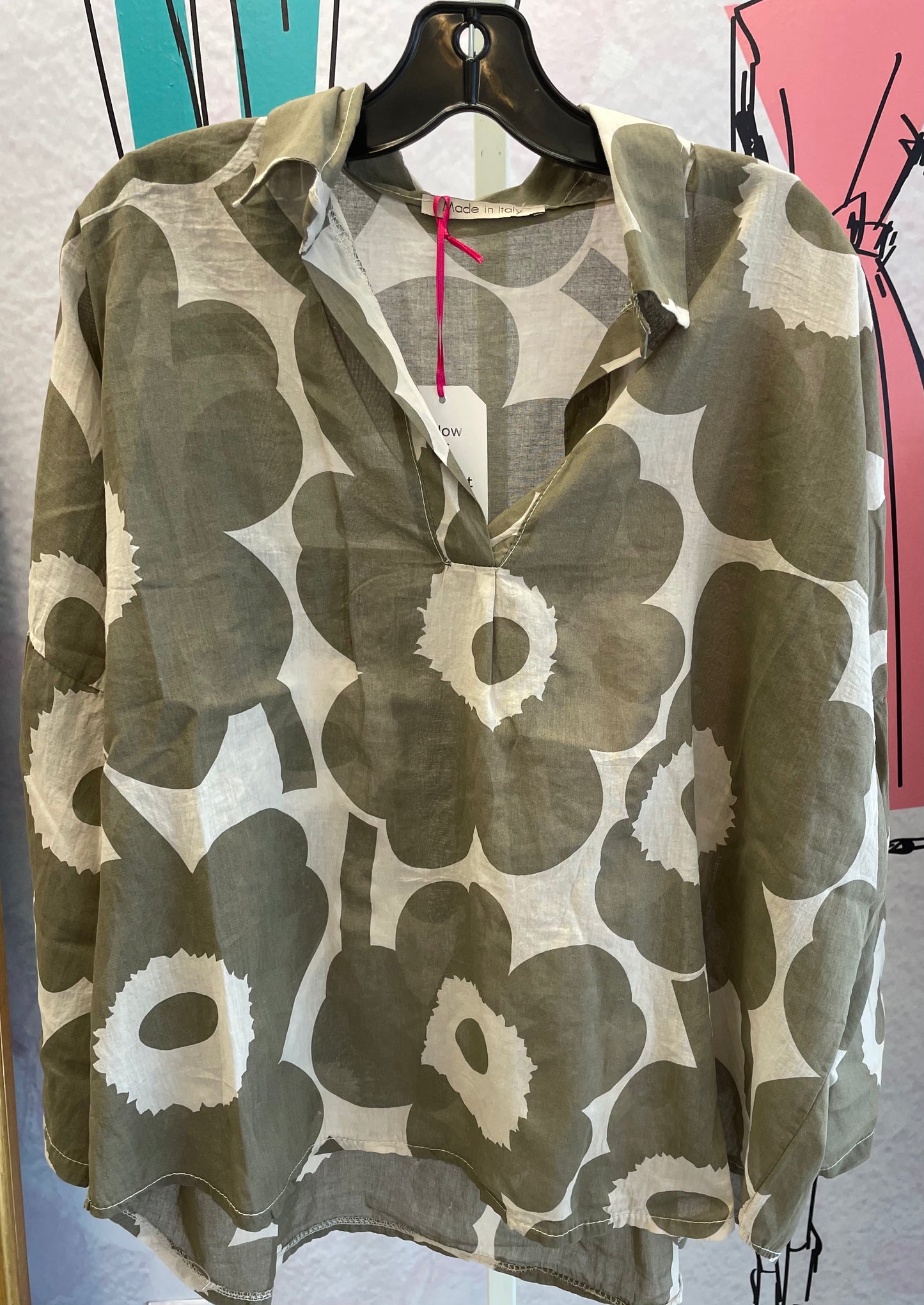 Yolly Drop Sleeve V-Neck High Low Floral Blouse