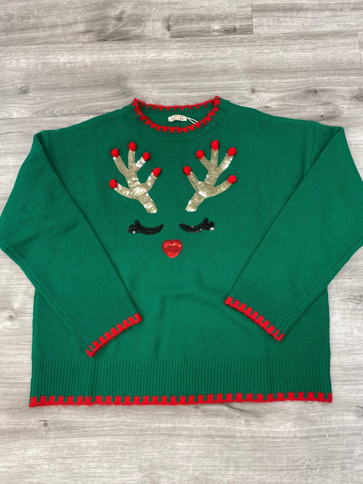 Jodifl Sequin Reindeer With Pom Poms