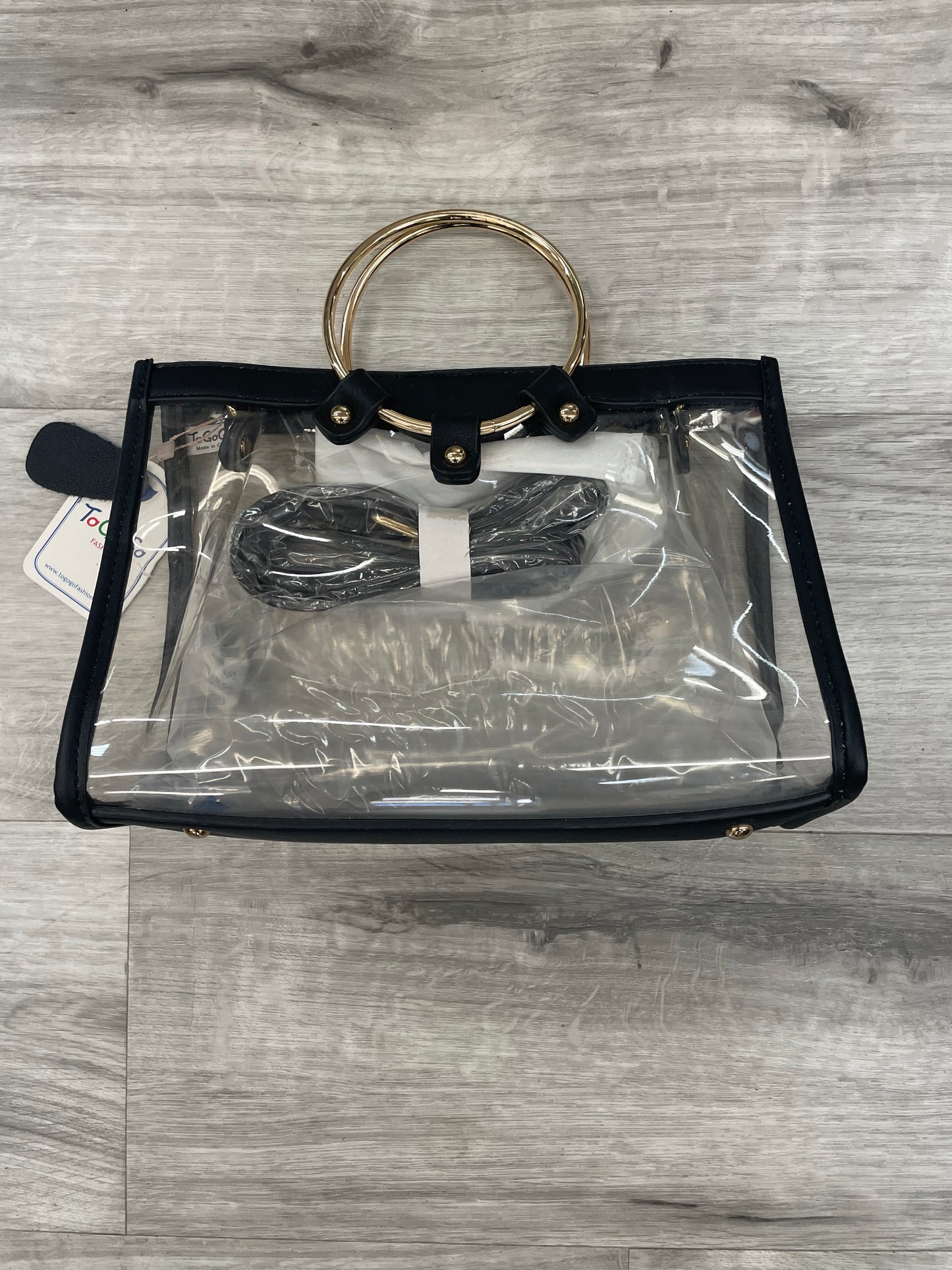To Go Go Clear With Gold Handle & Shoulder Strap Purse