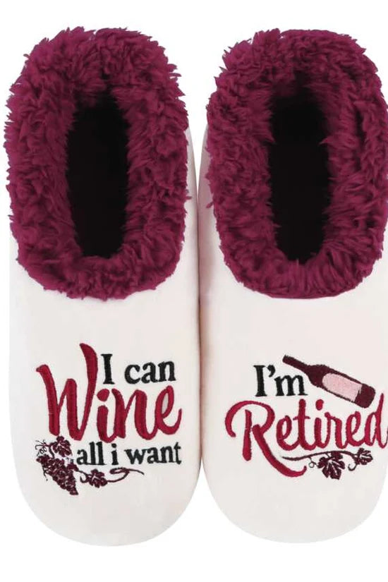 Snoozies I'm Retired I Can Wine Slippers
