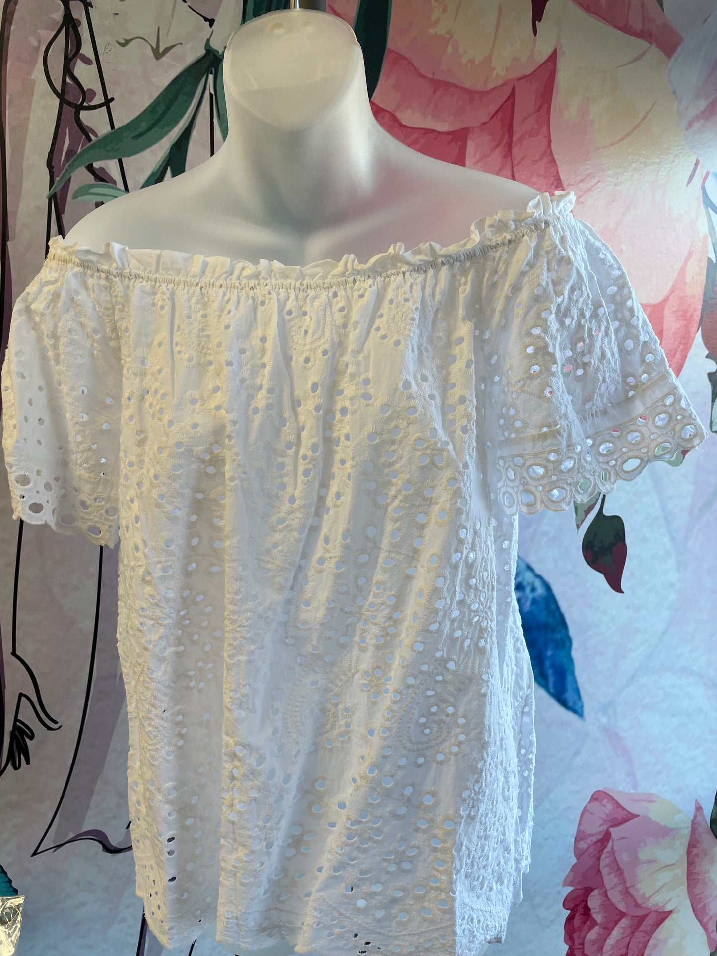 Tempo Off The Shoulder Eyelet Top