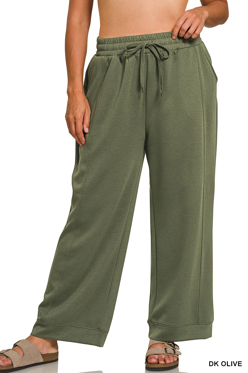 Zenana Plus Size Scuba Drawstring Pants