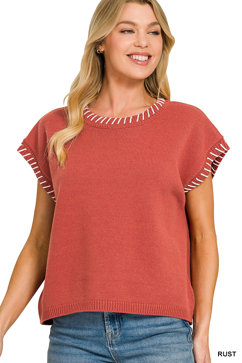 Zenana Detailed Oversized Sweater Vest