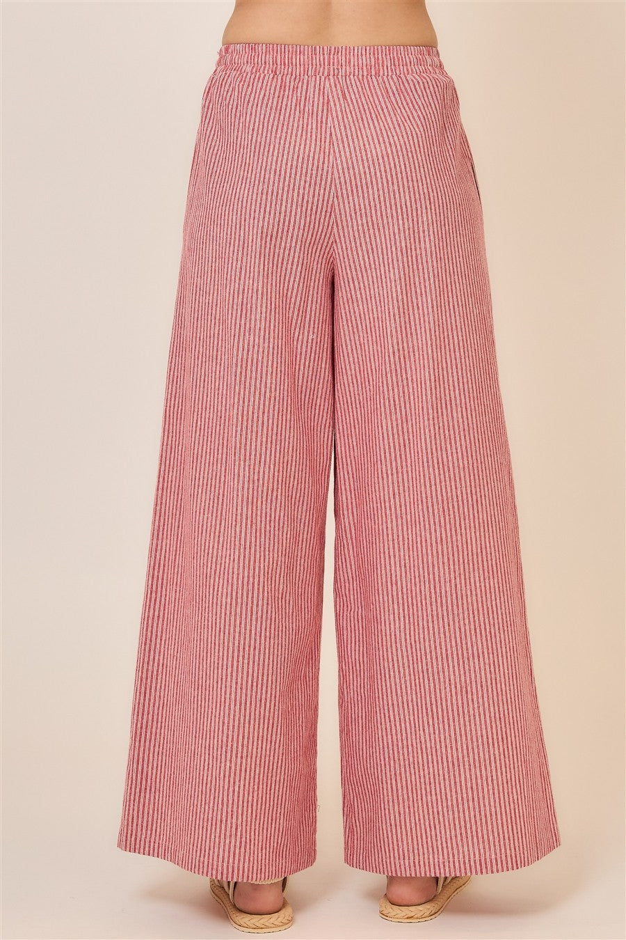 Cozy Co. Pinstripe Wide Leg Pants With Drawstring