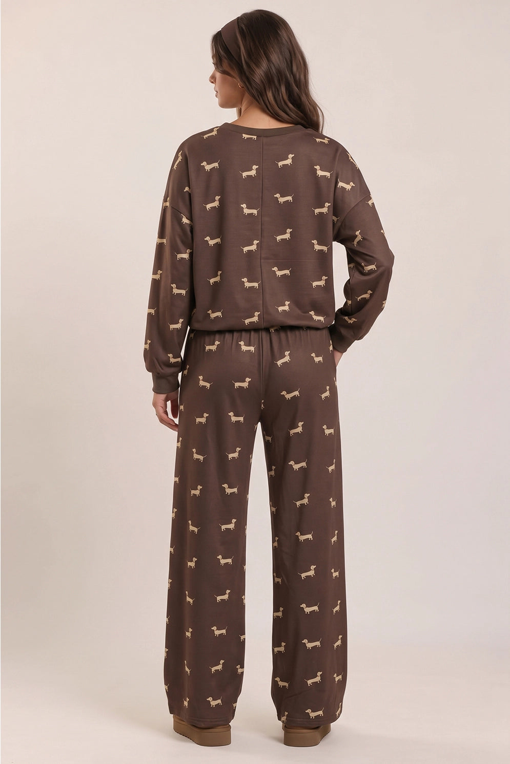 New In Dachshund Print 2PC Sweatshirt & Pants