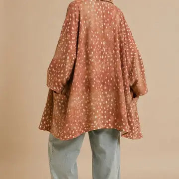 J.NNA Bambi Pattern Loose Fit Open Jacket Cape