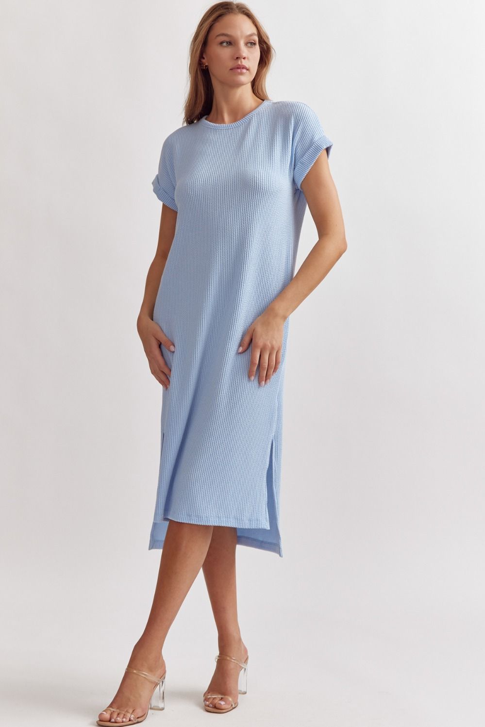 Entro Ribbed Short Sleeve Midi Dress The Clothing Loft Boutique Entro Ribbed Short Sleeve Midi Dress The Clothing Loft Boutique