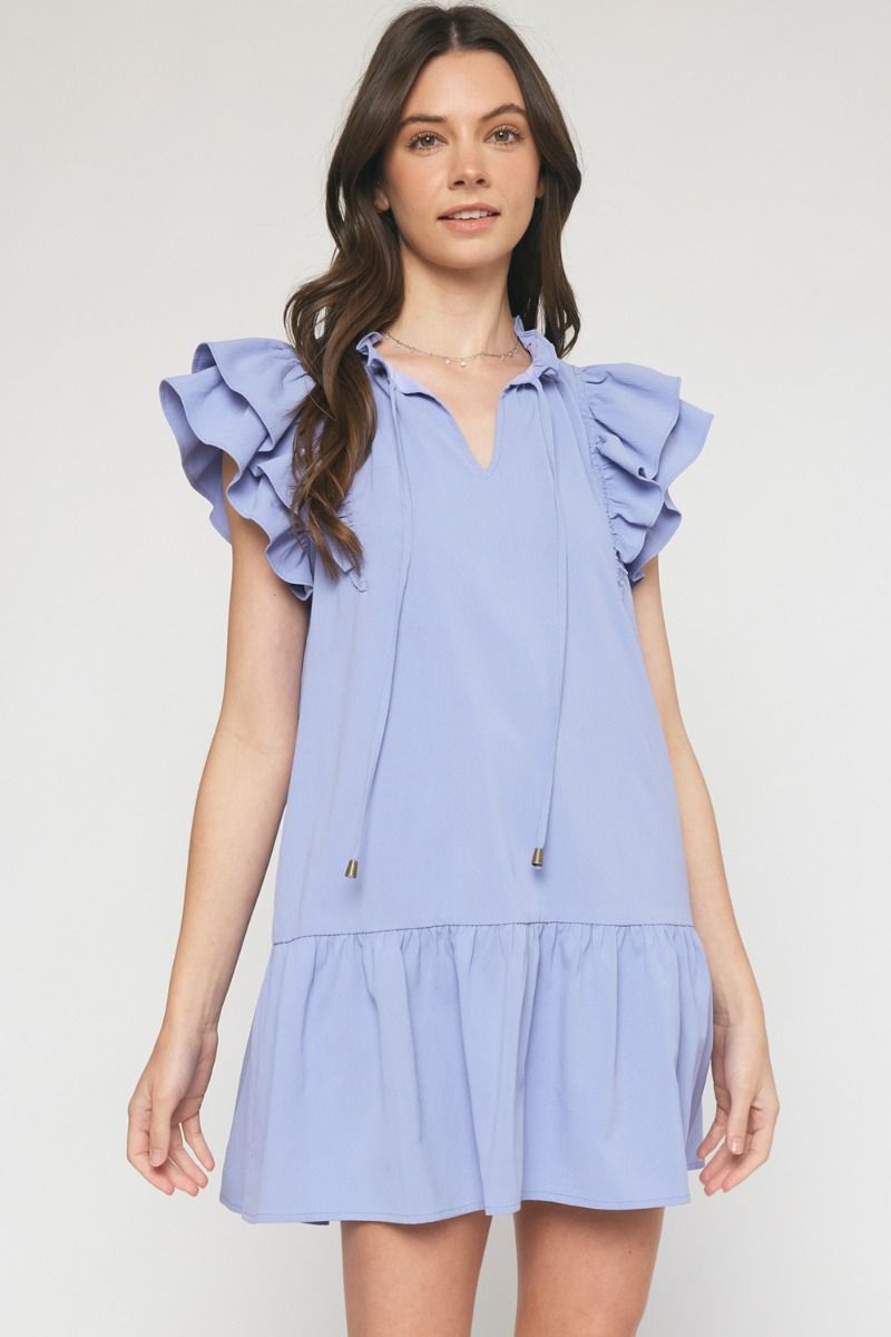 Entro Front Tie Ruffle Dress S Entro Front Tie Ruffle Dress S