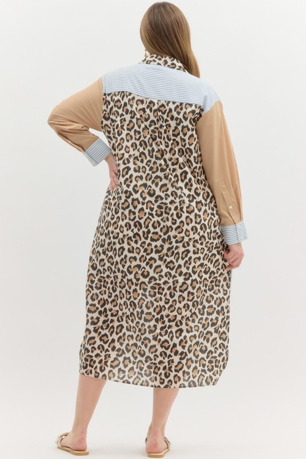 Entro Multi Mix Print Long Midi Shirt Dress