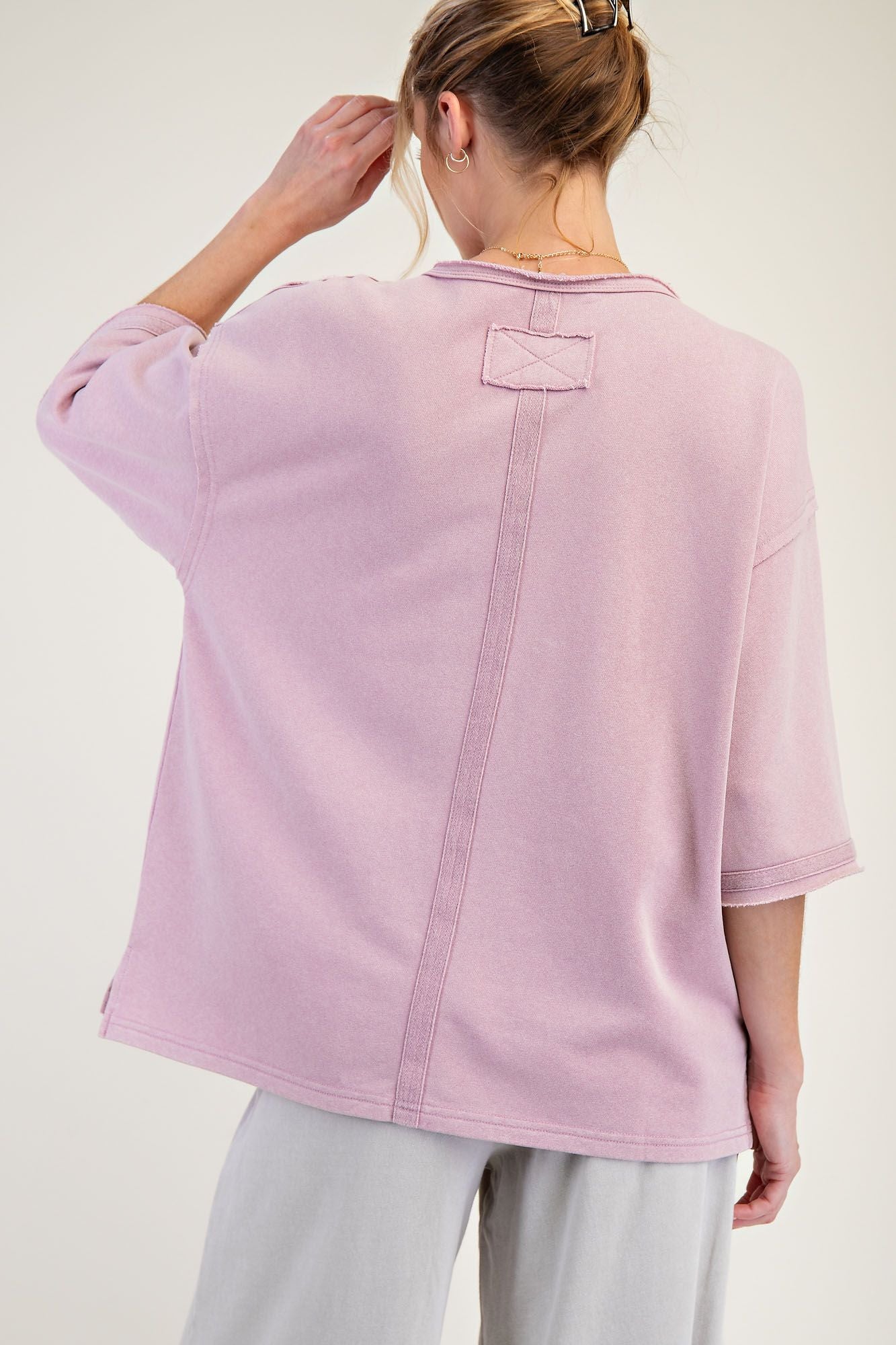 Easel Flower Patch Mineral Washed Terry Knit Top