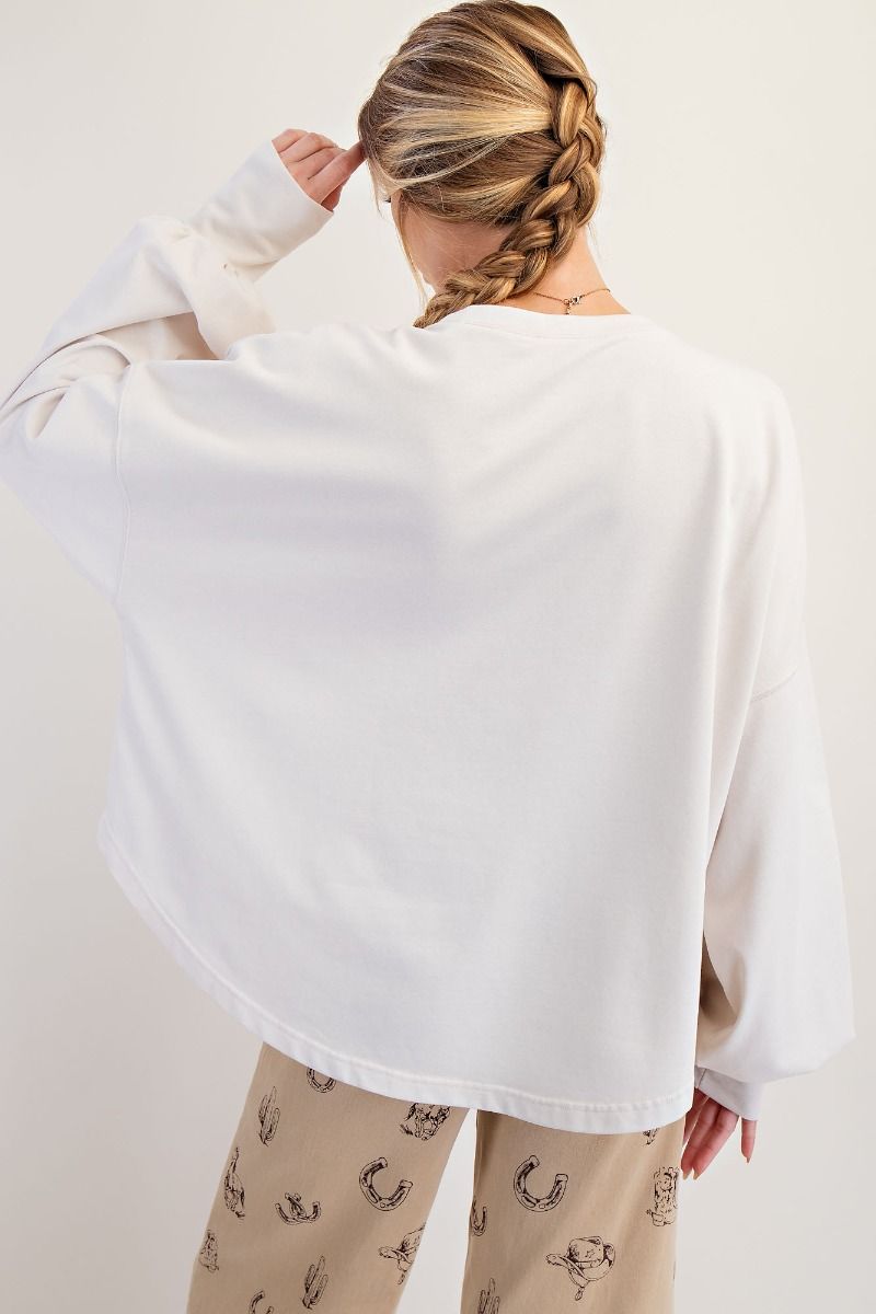 Easel Animal Star Patch Balloon Sleeve Top