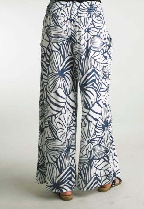 Tempo Printed Linen Palazzo Pants