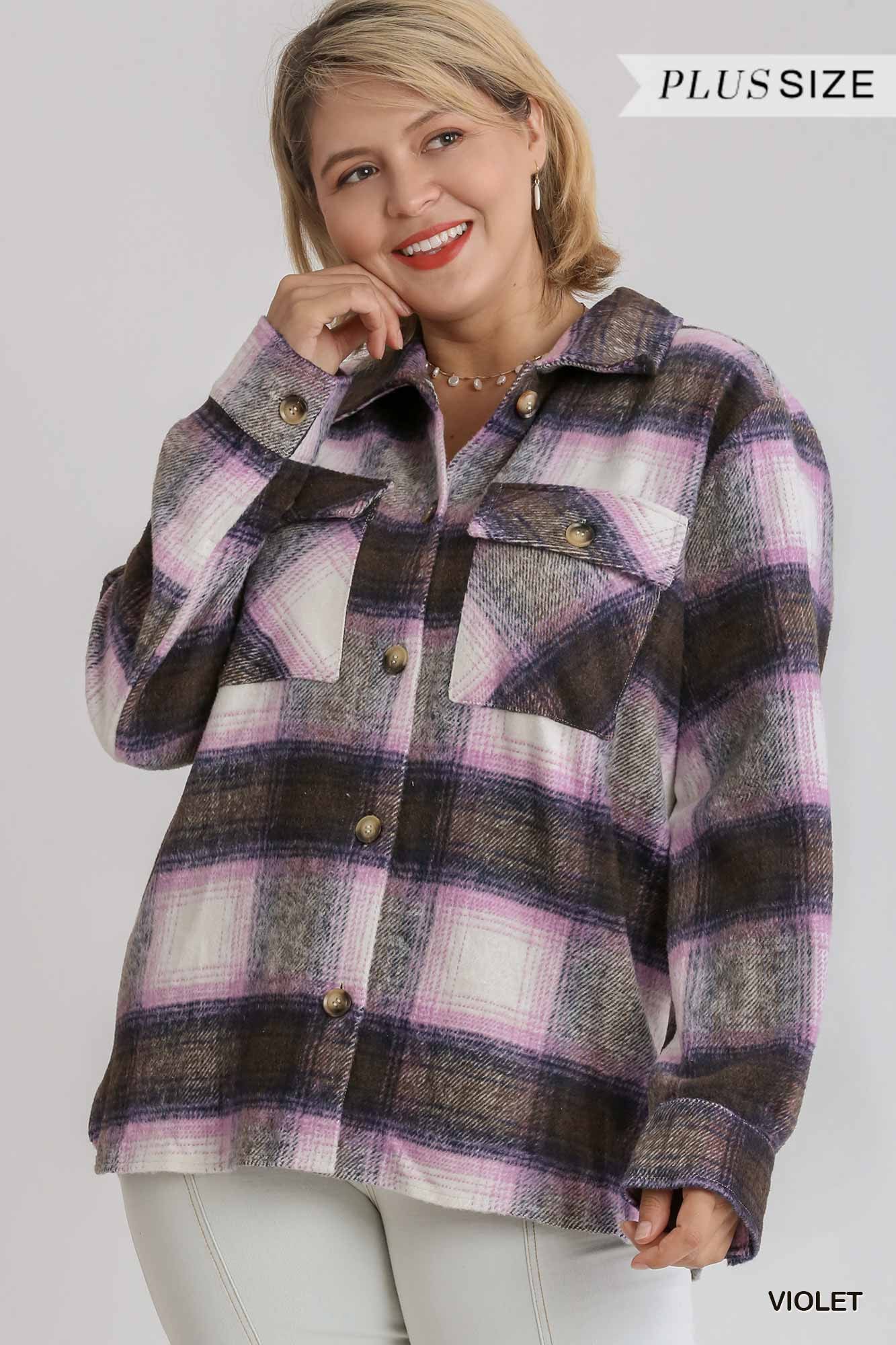Umgee Violet Plaid Shacket