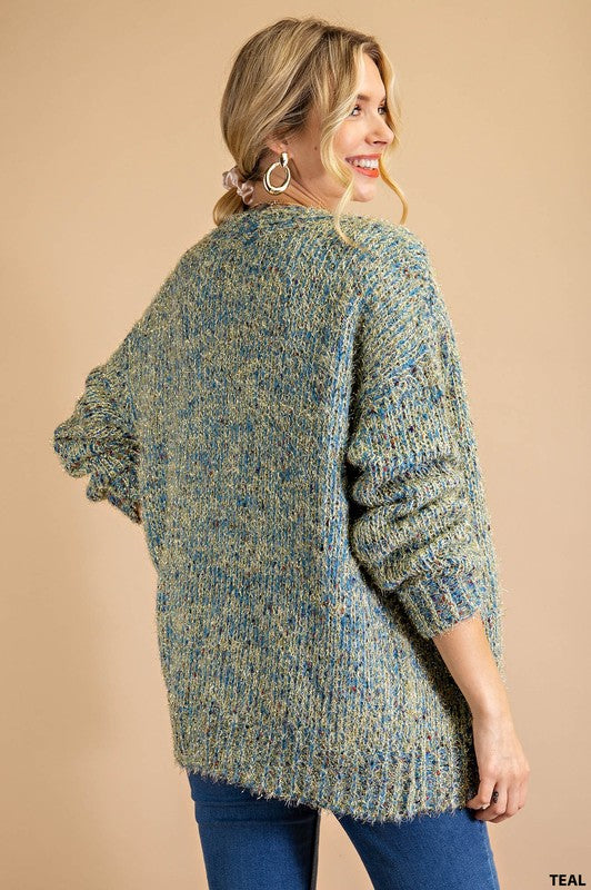 Kori America Fuzzy Button Down Cardigan