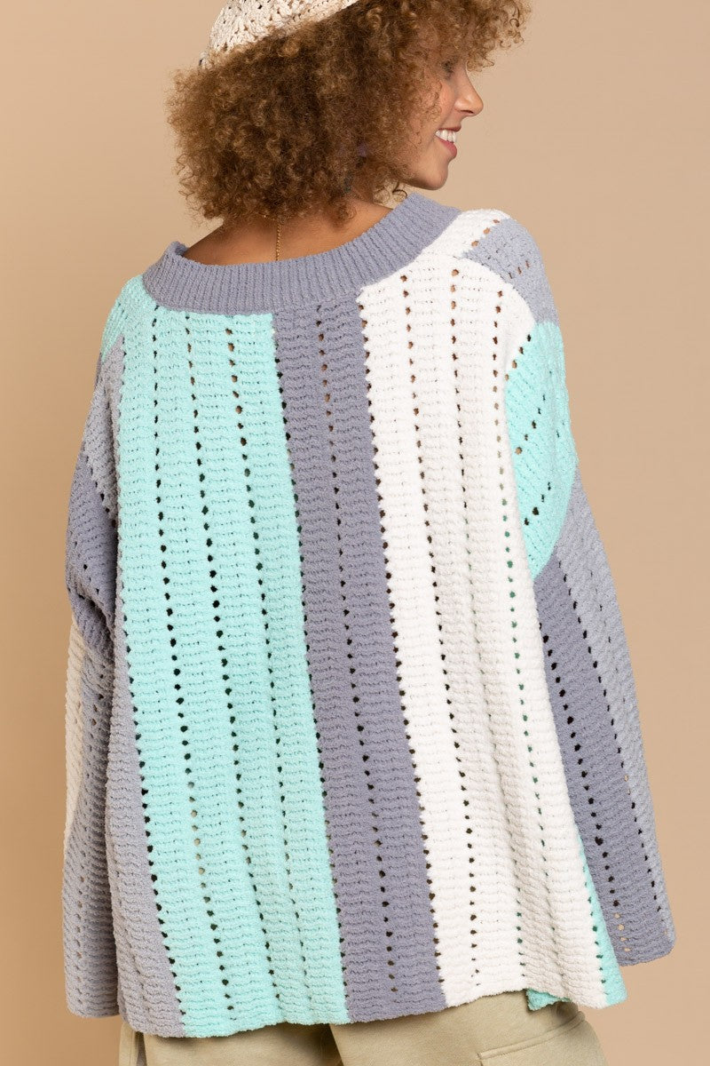 POL Soft Striped V-Neck