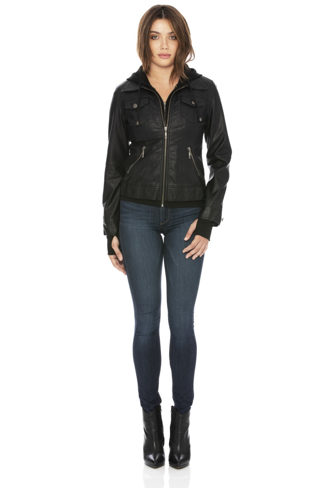 Coalition Girl Next Door Vegan Leather Hooded Jacket